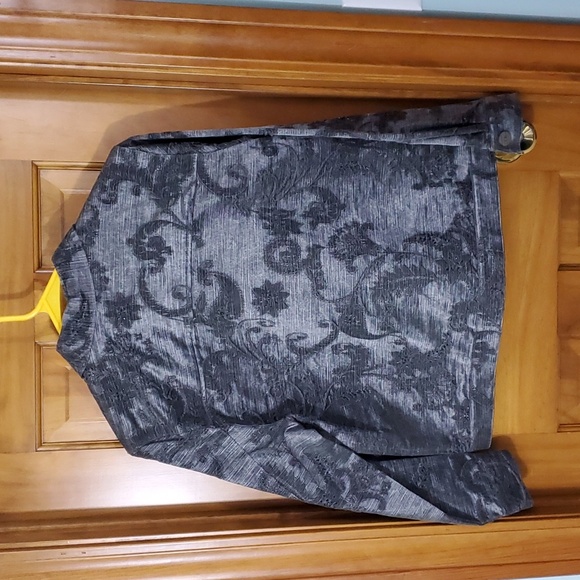 Coldwater Creek Gray Jacket Slub Weave Fabric Button Embellished Petite Medium - Picture 4 of 7